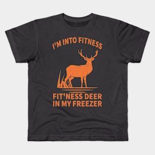 Funny Hunting-I'm Into Fitness Fit'ness Deer In My Freezer Kids T-Shirt